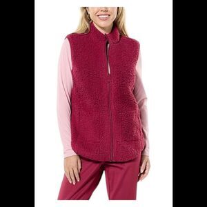 JoyCleanBoss Women's Performance Sherpa&Scuba ReversibleVest Cranberry - Regular